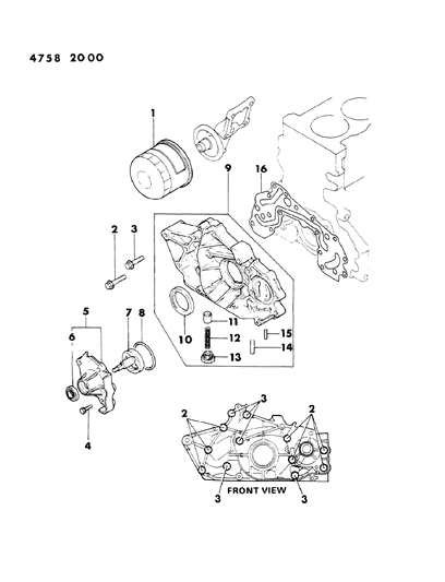 1984 Dodge Colt Oil Pump & Filter Diagram 3