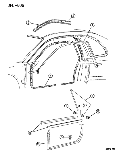 1996 Dodge Neon Door, Front Weatherstrips & Seal Diagram