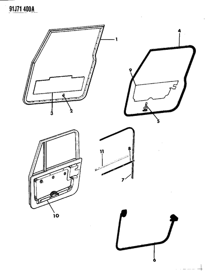 1993 Jeep Wrangler Seal-Door Opening Diagram for 55009829