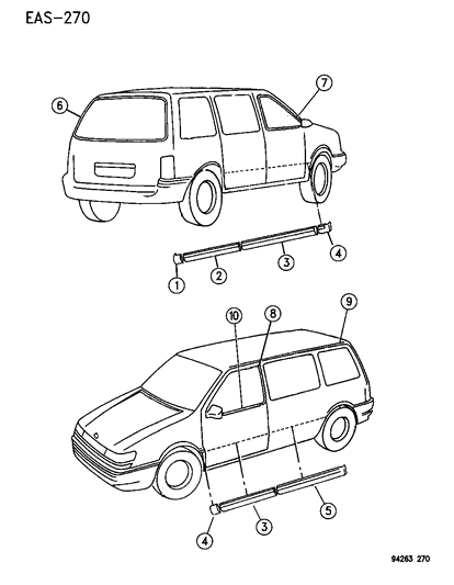 1995 Dodge Grand Caravan RETAINER-Front Fender Outside MOULDING Att Left Diagram for 4676841