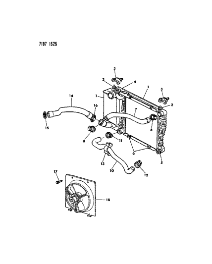 1987 Dodge Omni Radiator & Intercooler & Related Parts Diagram