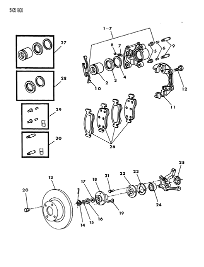 1985 Dodge Aries Brakes, Front Diagram 2