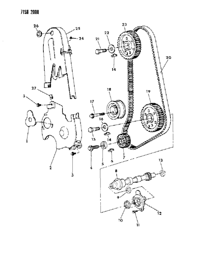 1987 Dodge Omni Timing Belt & Cover & Intermediate Shaft Diagram