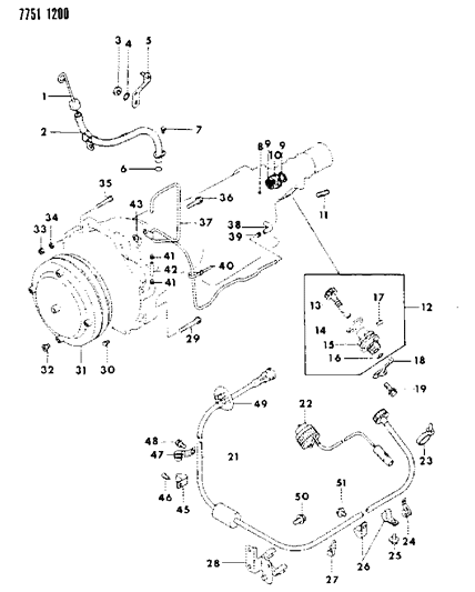 1988 Chrysler Conquest Cable, Speedometer & Pinion Diagram