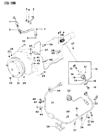 1987 Chrysler Conquest Cable, Speedometer & Pinion Diagram