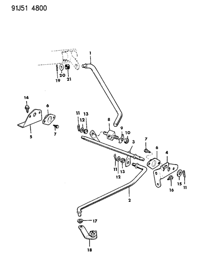 1991 Jeep Grand Wagoneer Controls, Shift, Lower Diagram