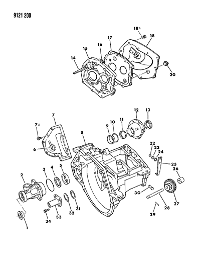 1989 Dodge Spirit Case, Transaxle & Related Parts Diagram