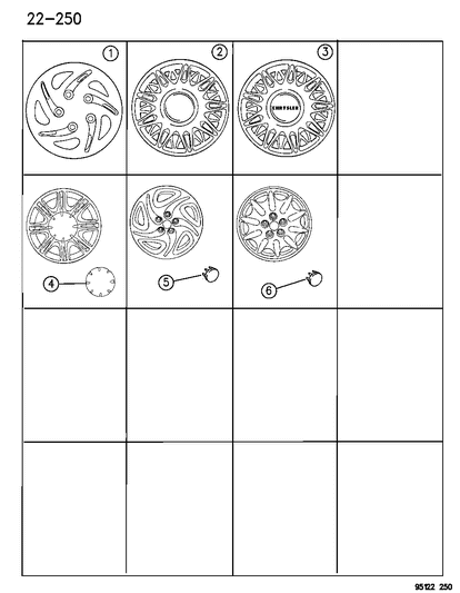 1995 Chrysler Cirrus Caps & Covers, Wheel Diagram