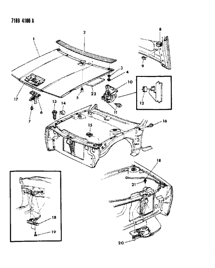 1987 Chrysler LeBaron Premium Hood & Hood Release Diagram