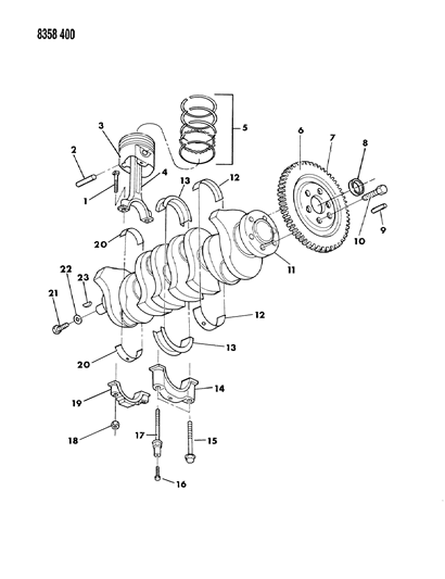 1988 Dodge Dakota Crankshaft , Pistons And Torque Converter Diagram 1