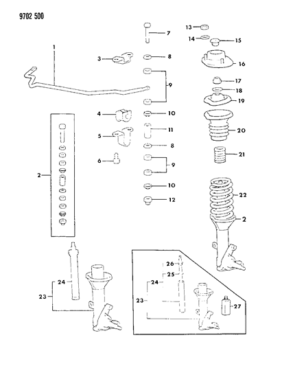 1989 Chrysler Conquest Suspension - Front Diagram