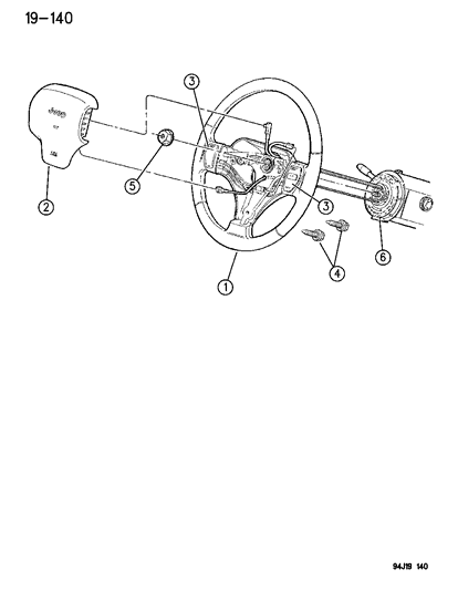 1996 Jeep Grand Cherokee Air Bag Module Cover Diagram for 4856623