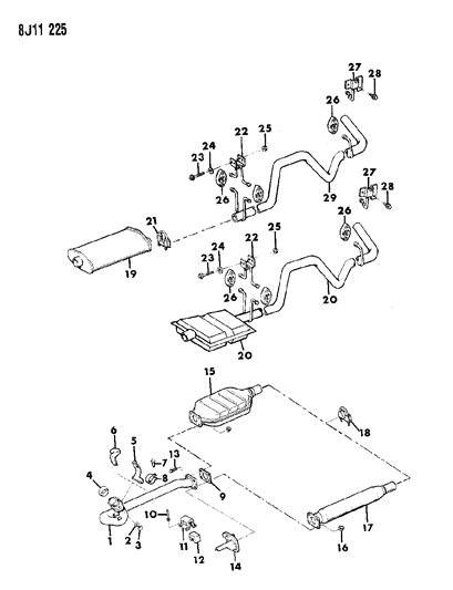 1990 Jeep Comanche Exhaust System Diagram