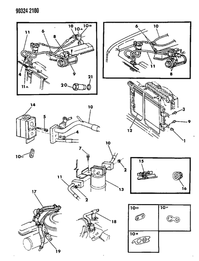 1991 Dodge W150 Plumbing - A/C Diagram 1