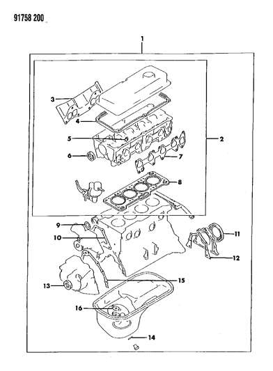 1991 Dodge Colt Engine Gasket Sets Diagram