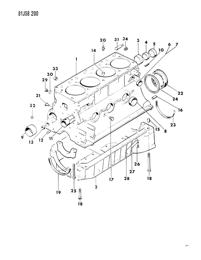 1984 Jeep Wrangler Block , Engine Diagram 1