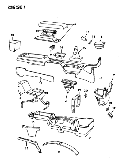 1992 Dodge Daytona Console, Center Diagram