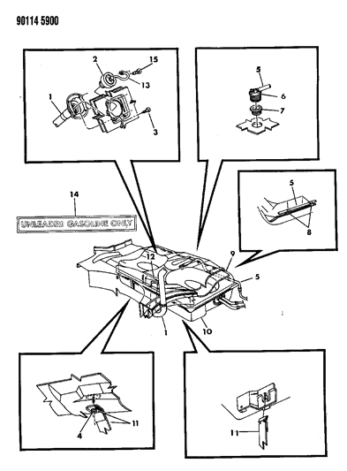 1990 Dodge Omni Fuel Tank & Filler Tube Diagram