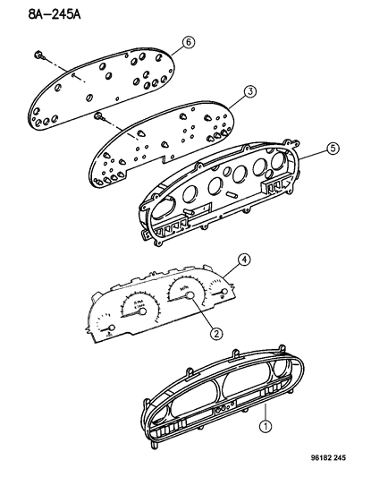 1996 Dodge Grand Caravan Cluster, Instrument Panel Diagram