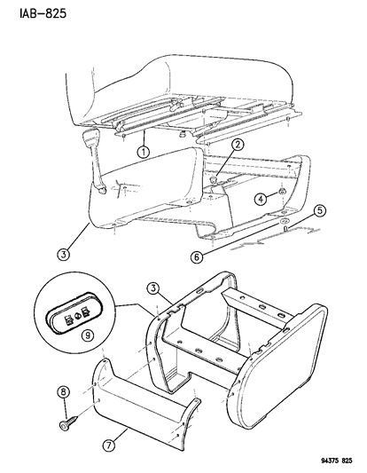 1995 Dodge Ram Wagon Adjusters & Riser, Bucket Seats With Power Diagram