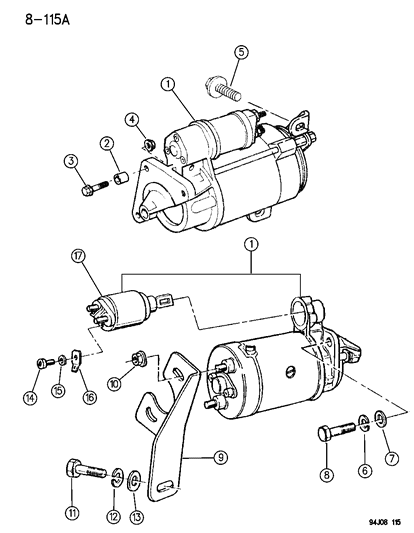 1995 Jeep Cherokee Starter & Mounting Diagram 2