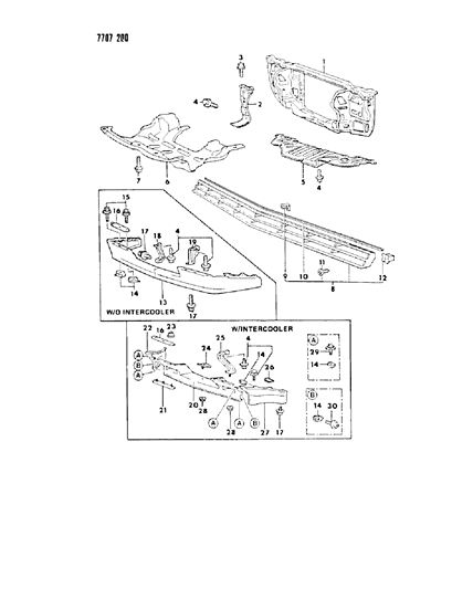 1987 Chrysler Conquest Grille & Related Parts Diagram