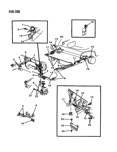 1989 Dodge Spirit Lines & Hoses, Brake Diagram