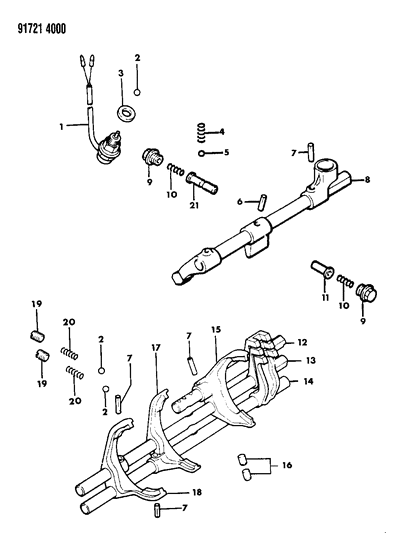 1991 Dodge Ram 50 Control, Shift Diagram 3