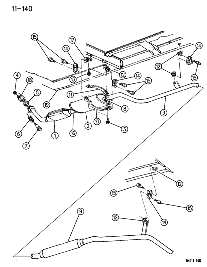 1994 Dodge Grand Caravan Pipe, Tail, W/Resonator Diagram for 4427794