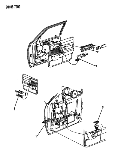 1990 Chrysler LeBaron Sedan Wiring & Switches - Front Door Diagram
