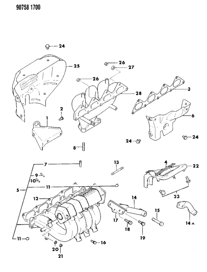1990 Dodge Colt Manifold - Intake & Exhaust Diagram 3