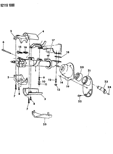 1992 Chrysler LeBaron Column, Steering, Upper And Lower Diagram