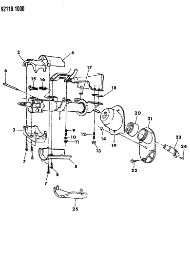 1992 Dodge Daytona Column, Steering, Upper And Lower Diagram