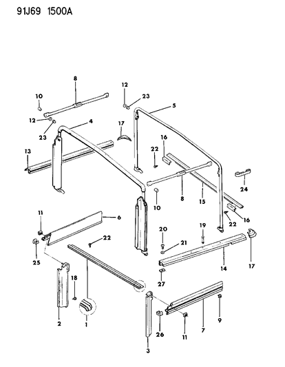 1992 Jeep Wrangler Soft Top Hardware Diagram 2