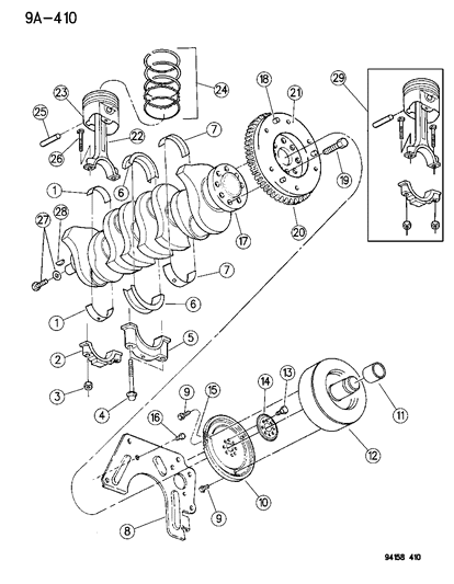 1995 Dodge Grand Caravan Crankshaft , Piston & Torque Converter Diagram 1