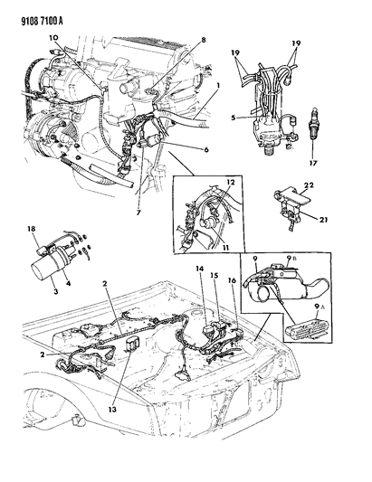 1989 Chrysler LeBaron GTC Wiring - Engine - Front End & Related Parts Diagram