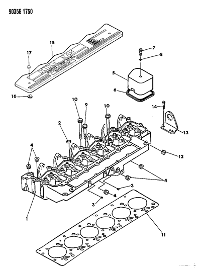 1992 Dodge W150 Head-Cylinder Diagram for R5014749AB