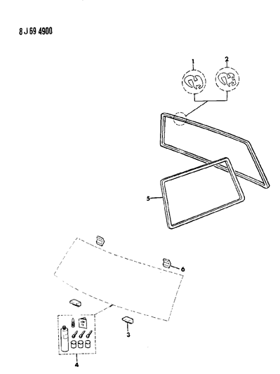 1990 Jeep Cherokee Seals - Window Diagram