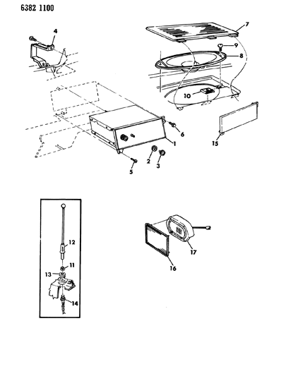 1986 Dodge Ramcharger Instrument Panel Radio & Speakers Diagram