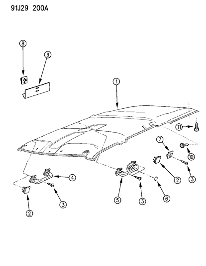 1991 Jeep Grand Wagoneer Handle Ast Rear Left Diagram for 5DG05LD5