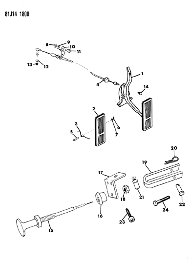 1985 Jeep Wrangler Accelerator Pedal & Linkage Diagram 1