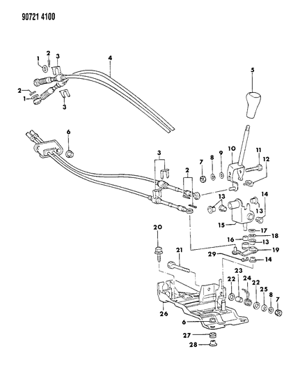 1990 Dodge Colt Controls, Gearshift Diagram