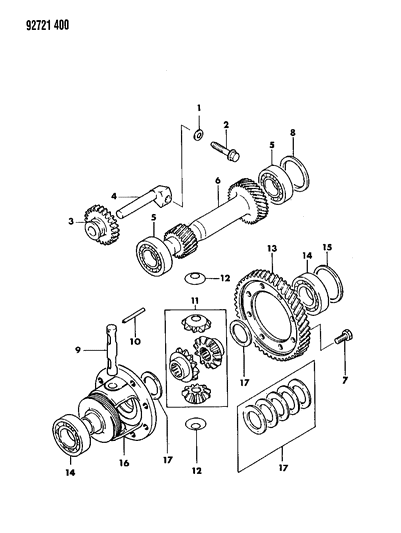 1994 Dodge Colt Gears & Output Shaft Diagram 1