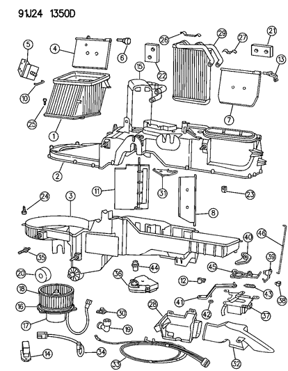 1993 Jeep Grand Cherokee Evaporator Heater-Actuator Diagram for 4720282