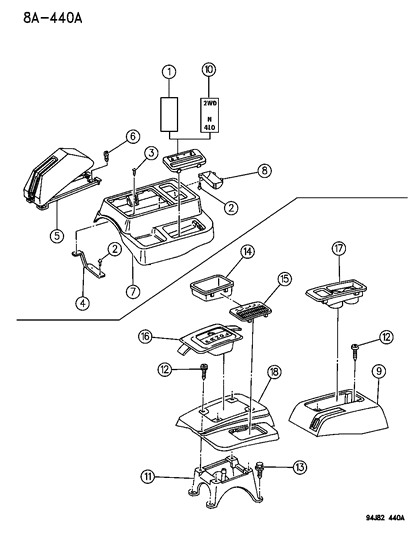 1996 Jeep Cherokee Shift Bezels Diagram