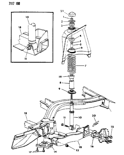1987 Dodge Omni Suspension - Rear Diagram