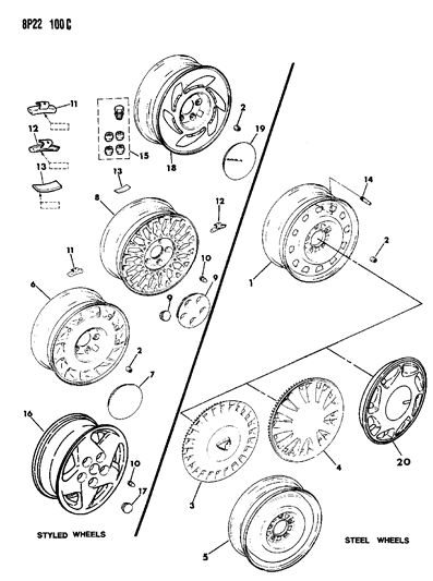 1992 Dodge Monaco Wheels, Caps Covers And Weights Diagram