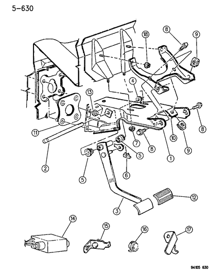 1994 Chrysler LeBaron GTC Brake Pedal Diagram