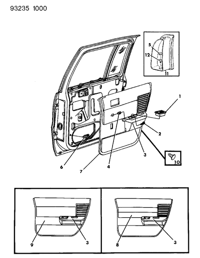 1993 Chrysler LeBaron Door Trim Panel - Rear Diagram