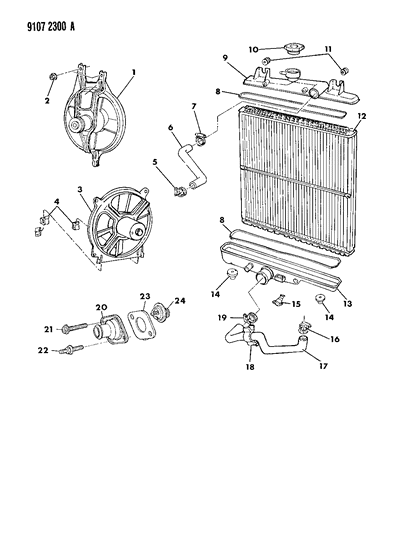 1989 Dodge Grand Caravan Radiator & Related Parts Diagram 1